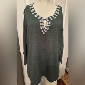 Cathy Daniels rhinestone sweater XL